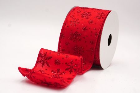 Red Sparkling Christmas Snowflake Wired Ribbon_KF9651GC-7-7