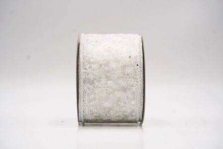White Sparkling Christmas Snowflake Wired Ribbon_KF9652GC-1-1