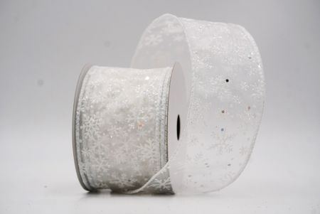 White Sparkling Christmas Snowflake Wired Ribbon_KF9652GC-1-1