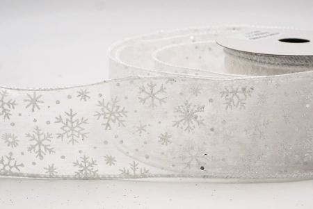 White Sparkling Christmas Snowflake Wired Ribbon_KF9652GC-1-1