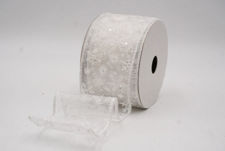 White Sparkling Christmas Snowflake Wired Ribbon_KF9652GC-1-1