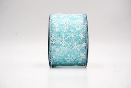 Light blue - Sheer Sparkling Christmas Snowflake Wired Ribbon_KF9652GC-12-12