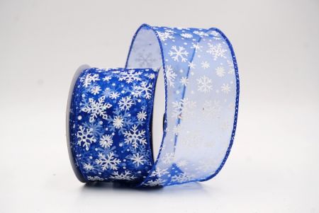Blue Sparkling Christmas Snowflake Wired Ribbon_KF9652GC-4-151