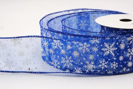 Blue Sparkling Christmas Snowflake Wired Ribbon_KF9652GC-4-151