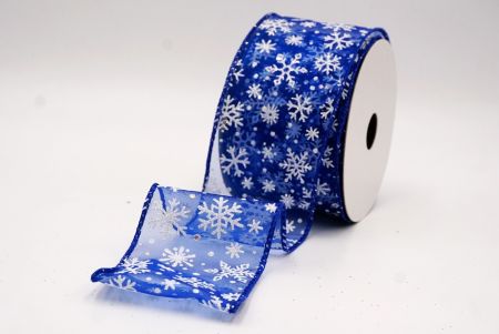 Blue Sparkling Christmas Snowflake Wired Ribbon_KF9652GC-4-151