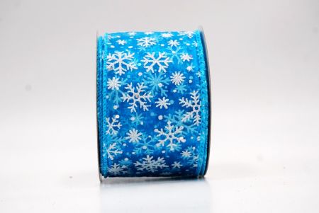 Sky blue - Sheer Sparkling Christmas Snowflake Wired Ribbon_KF9652GC-55-213