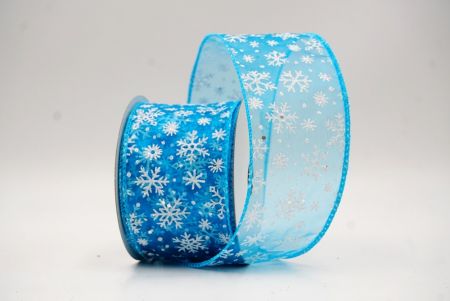 Sky blue - Sheer Sparkling Christmas Snowflake Wired Ribbon_KF9652GC-55-213