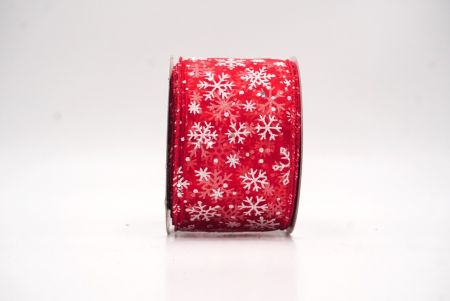 Red Sparkling Christmas Snowflake Wired Ribbon_KF9652GC-7-7