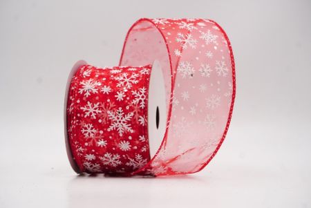 Red Sparkling Christmas Snowflake Wired Ribbon_KF9652GC-7-7