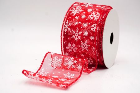 Red Sparkling Christmas Snowflake Wired Ribbon_KF9652GC-7-7
