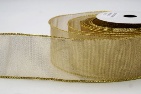 Ruban en fil métallique élégant et brillant marron clair - or_KF9656G-13