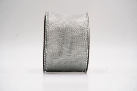 Ruban en fil métallique élégant et brillant gris blanc_KF9656G-1