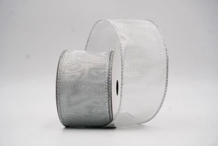 Ruban en fil métallique élégant et brillant gris blanc_KF9656G-1
