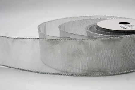 Ruban en fil métallique élégant et brillant gris blanc_KF9656G-1