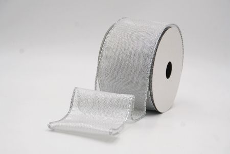 Ruban en fil métallique élégant et brillant gris blanc_KF9656G-1