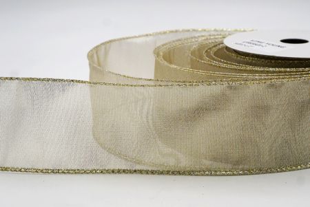 Ruban en fil métallique élégant et brillant crème or_KF9656GV-2