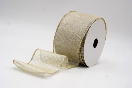 Ruban en fil métallique élégant et brillant crème or_KF9656GV-2