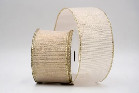 Ruban métallique festif et transparent avec fil_Cream_Festive Metallic and Sheer Wired Ribbon_KF9660GV-2
