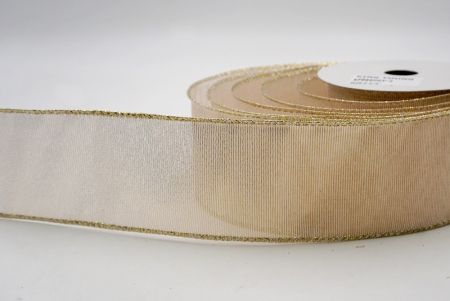 Ruban métallique festif et transparent avec fil_Cream_Festive Metallic and Sheer Wired Ribbon_KF9660GV-2