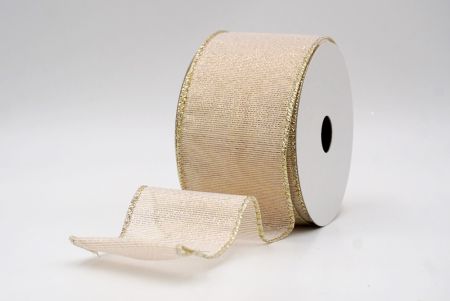 Ruban métallique festif et transparent avec fil_Cream_Festive Metallic and Sheer Wired Ribbon_KF9660GV-2