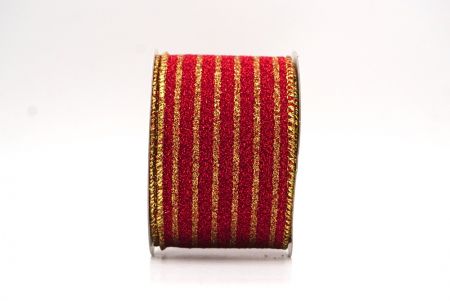 Cinta de Alambre de Vacaciones a Rayas con Brillo Dorado Rojo_KF9661G-7