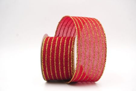Cinta de Alambre de Vacaciones a Rayas con Brillo Dorado Rojo_KF9661G-7