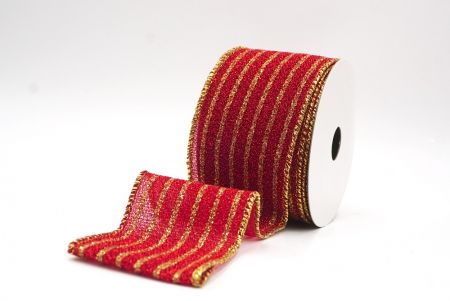 Cinta de Alambre de Vacaciones a Rayas con Brillo Dorado Rojo_KF9661G-7
