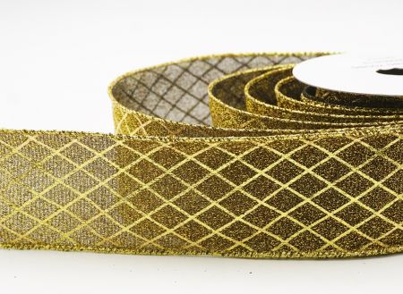 हल्का भूरा सोना सुरुचिपूर्ण हीरा पैटर्न वाला तार वाला रिबन_KF9662G-13