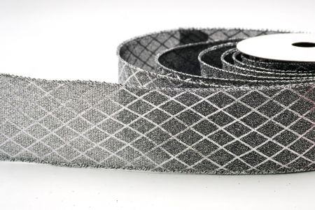 ग्रे सफेद सुरुचिपूर्ण हीरा पैटर्न वाला तार वाला रिबन_KF9662G-1