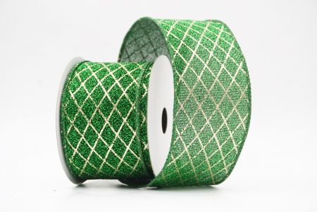 हरा सुरुचिपूर्ण हीरा पैटर्न वाला तार वाला रिबन_KF9662GC-3-127