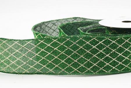 हरा सुरुचिपूर्ण हीरा पैटर्न वाला तार वाला रिबन_KF9662GC-3-127