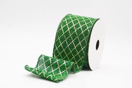 हरा सुरुचिपूर्ण हीरा पैटर्न वाला तार वाला रिबन_KF9662GC-3-127