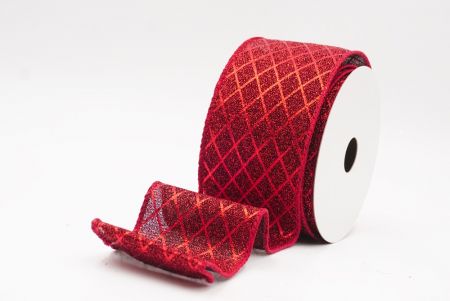 लाल सुरुचिपूर्ण हीरा पैटर्न वाला तार वाला रिबन_KF9662GC-7-169