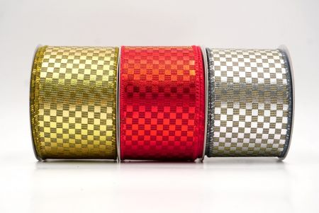 Metallic Checkerboard Design Wired Ribbon - Metallic Checkerboard Design Wired Ribbon
