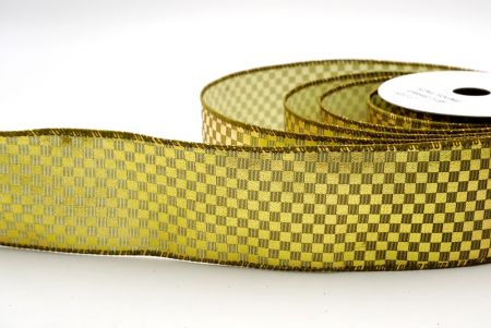 Золотая металлическая проволочная лента с дизайном в клетку_KF9664GC-3-185