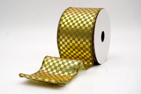 Золотая металлическая проволочная лента с дизайном в клетку_KF9664GC-3-185