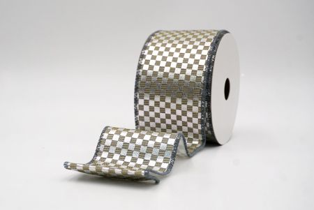 Серебряная/Серая металлическая проволочная лента с дизайном в клетку_KF9664GC-50-123