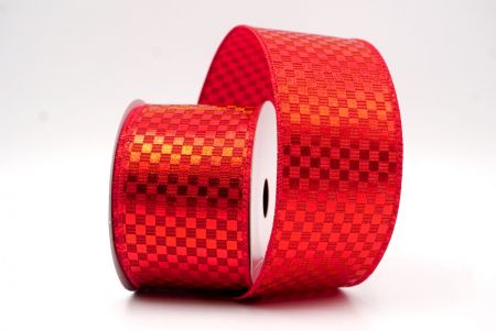 Красная металлическая проволочная лента с дизайном в клетку_KF9664GC-7-7