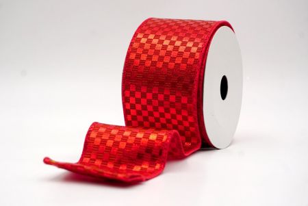 Красная металлическая проволочная лента с дизайном в клетку_KF9664GC-7-7