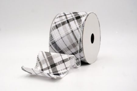 सफेद_क्लासिक प्लेड तिरछा पैटर्न वायर्ड रिबन_KF9667GC-1-1