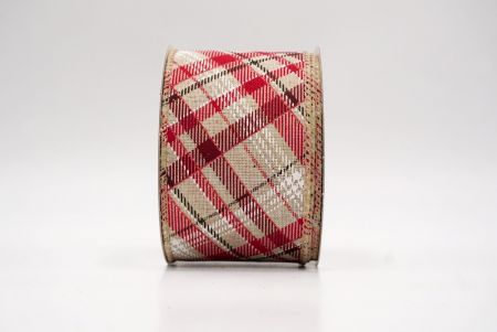 खाकी_क्लासिक प्लेड तिरछा पैटर्न वायर्ड रिबन_KF9667GC-13-183