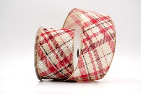 खाकी_क्लासिक प्लेड तिरछा पैटर्न वायर्ड रिबन_KF9667GC-13-183