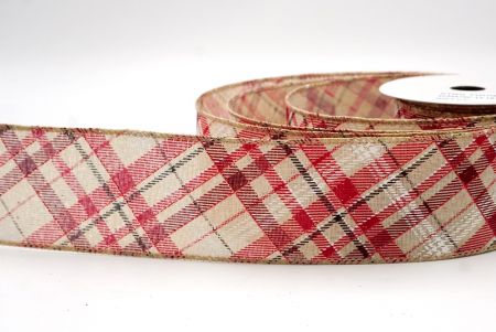 खाकी_क्लासिक प्लेड तिरछा पैटर्न वायर्ड रिबन_KF9667GC-13-183