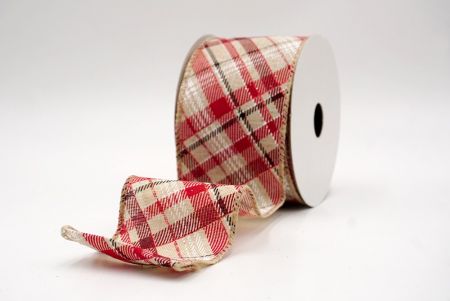 खाकी_क्लासिक प्लेड तिरछा पैटर्न वायर्ड रिबन_KF9667GC-13-183