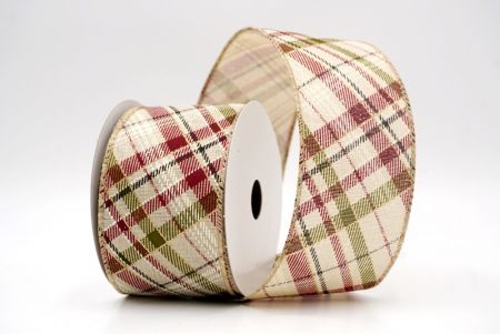 प्राकृतिक_क्लासिक प्लेड तिरछा पैटर्न वायर्ड रिबन_KF9667GC-14-183