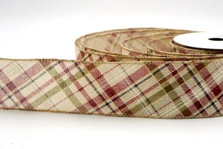 प्राकृतिक_क्लासिक प्लेड तिरछा पैटर्न वायर्ड रिबन_KF9667GC-14-183