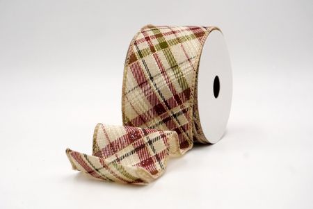 प्राकृतिक_क्लासिक प्लेड तिरछा पैटर्न वायर्ड रिबन_KF9667GC-14-183