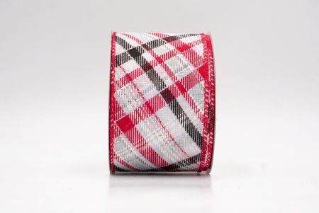 लाल_क्लासिक प्लेड तिरछा पैटर्न वायर्ड रिबन_KF9667GC-1R-7