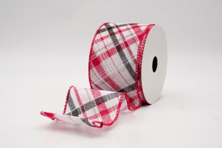 लाल_क्लासिक प्लेड तिरछा पैटर्न वायर्ड रिबन_KF9667GC-1R-7