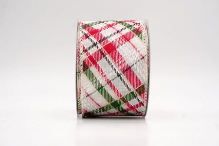 क्रीम_क्लासिक प्लेड तिरछा पैटर्न वायर्ड रिबन_KF9667GC-2-2